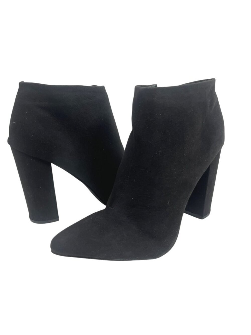 ShoeDazzle Womens 9.5 Black Faux Suede Ankle Boots Block Heel Booties